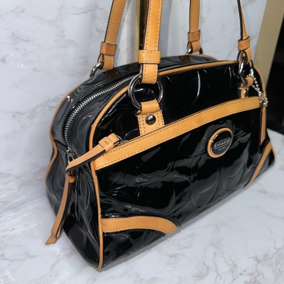 Coach Peyton Black Embossed Patent Leather with Leather trim #20065 - Picture 7 of 16